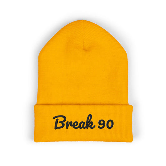 Embroidered Classic Cuffed Break 90 Beanie (BLACK LETTERING)