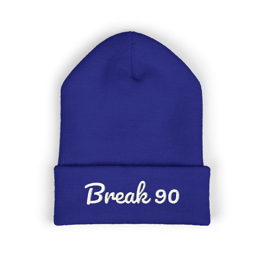 Embroidered Classic Cuffed Break 90 Beanie (WHITE LETTERING)