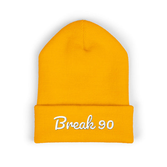 Embroidered Classic Cuffed Break 90 Beanie (WHITE LETTERING)